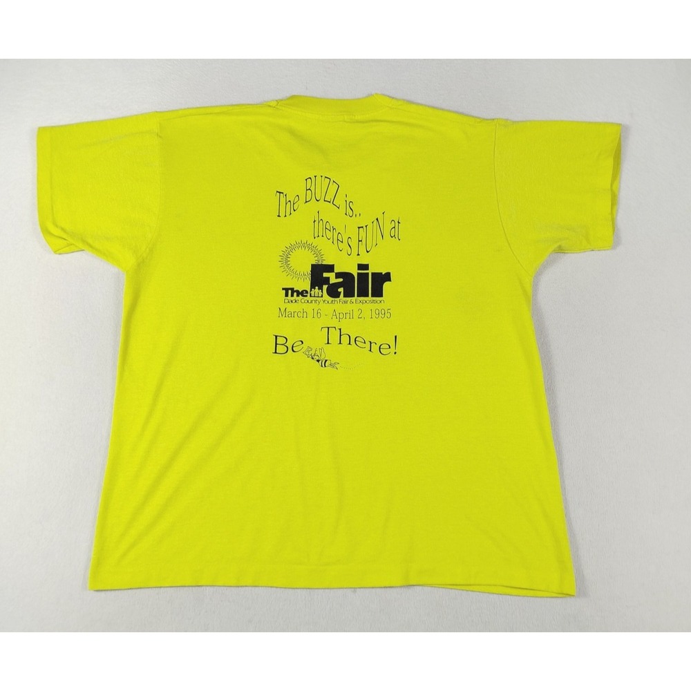 Vintage Fruit Of The Loom Shirt Mens XL Yellow Dade County Fair 1995 Bee Graphic